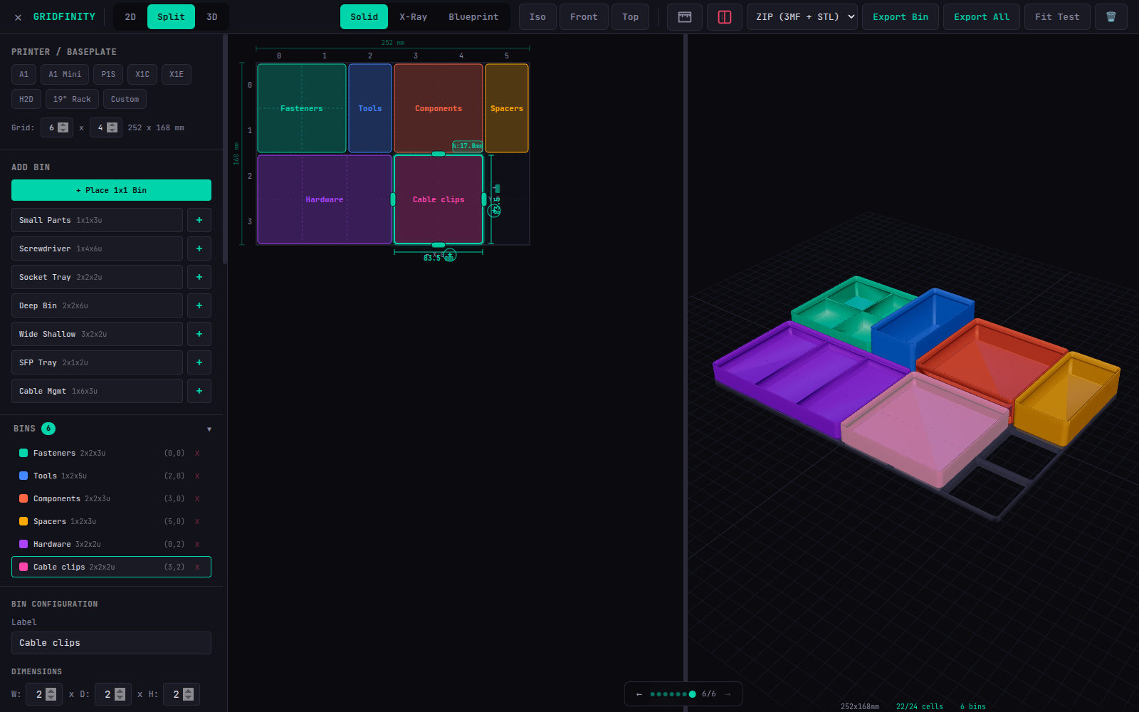 Layout editor and matching 3D preview